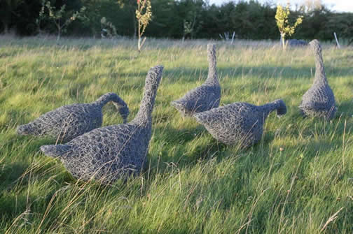 Geese Sculptures in Wire at Greystoke with Sue Nichol