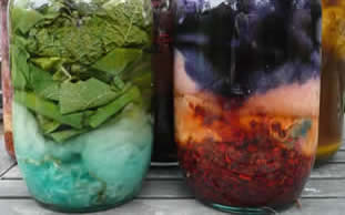 Eco dyeing fine yarns etc with Helen Melvin or Fiery Felts at Greystoke Cycle Cafe