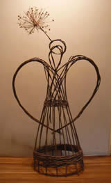 Willow Angel with an allium halo -Willow Angels Workshops with Phil Bradley at Greystoke Cycle Cafe