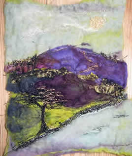 Cumbrian Heather, felted merino wool with embroidered detail