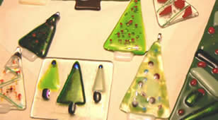 Fused Glass Xmas Decorations at Greystoke Cycle Cafe