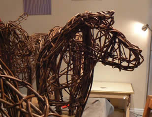 Willow Sheep - lifesize- with Phil Bradley at Greystoke Cycle Cafe