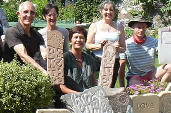 Stone Letter Carving 3 day course with Pip Hall   July 2011 at Greystoke Cycle Cafe